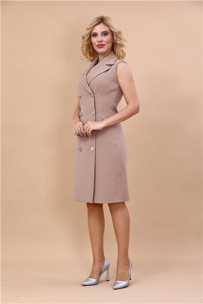 Erkek Yaka Kuruvaze Elbise-Taş