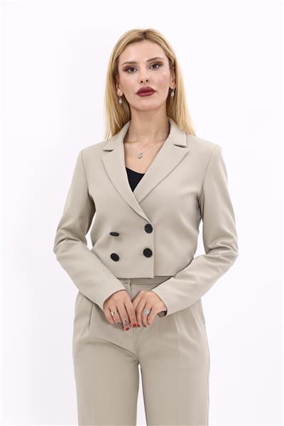 Erkek Yaka Kuruvaze Kısa Ceket-Bambu