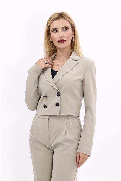 Erkek Yaka Kuruvaze Kısa Ceket-Bambu
