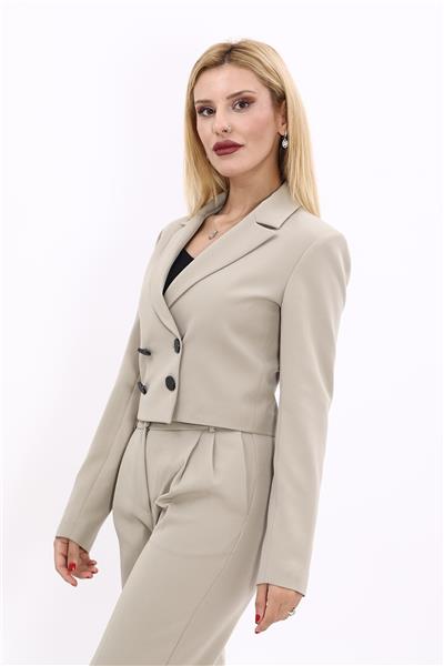 Erkek Yaka Kuruvaze Kısa Ceket-Bambu