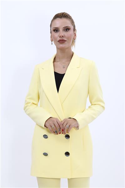 Erkek Yaka Kuruvaze Uzun Ceket-Sarı