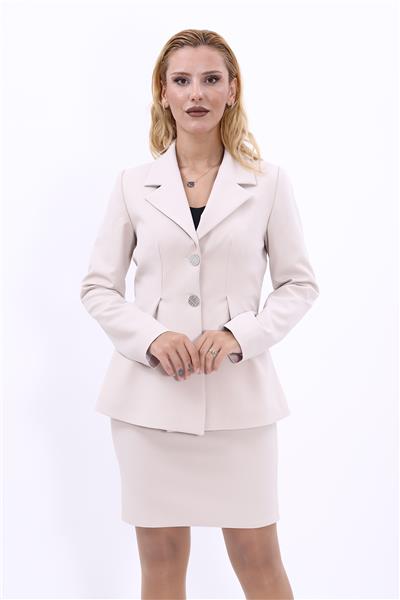 Erkek Yaka Önleri Pileli Ceket-Bej