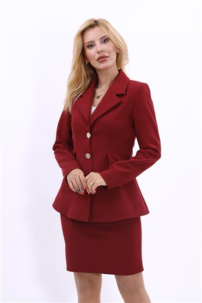 Erkek Yaka Önleri Pileli Ceket-Bordo