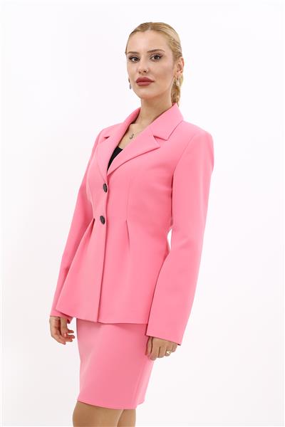 Erkek Yaka Önleri Pileli Ceket-Pembe