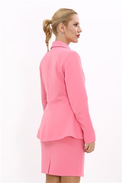 Erkek Yaka Önleri Pileli Ceket-Pembe