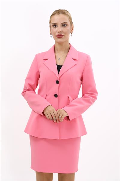 Erkek Yaka Önleri Pileli Ceket-Pembe