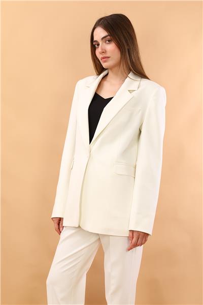Erkek Yaka Oversize Ceket-Beyaz