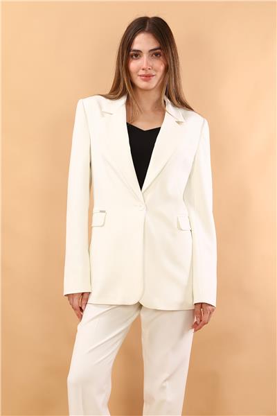 Erkek Yaka Oversize Ceket-Beyaz