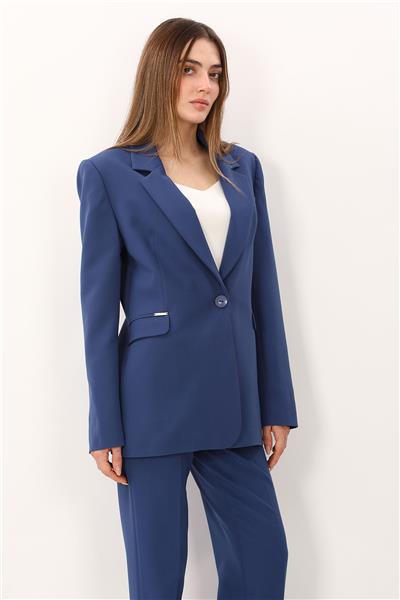 Erkek Yaka Oversize Ceket-İndigo