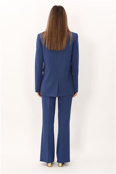 Erkek Yaka Oversize Ceket & Kemerli İspanyol Paça Pantolon-İndigo