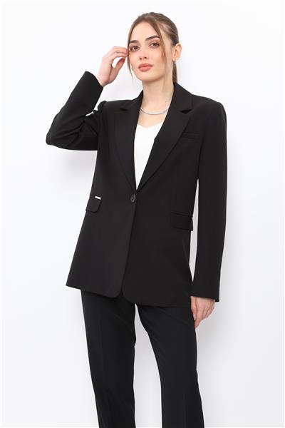 Erkek Yaka Oversize Ceket-Siyah