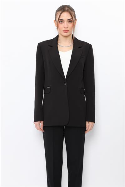 Erkek Yaka Oversize Ceket-Siyah