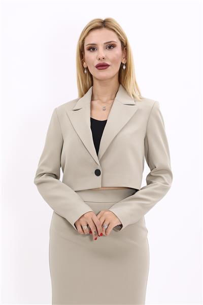 Erkek Yaka Tek Düğmeli Kısa Ceket-Bambu