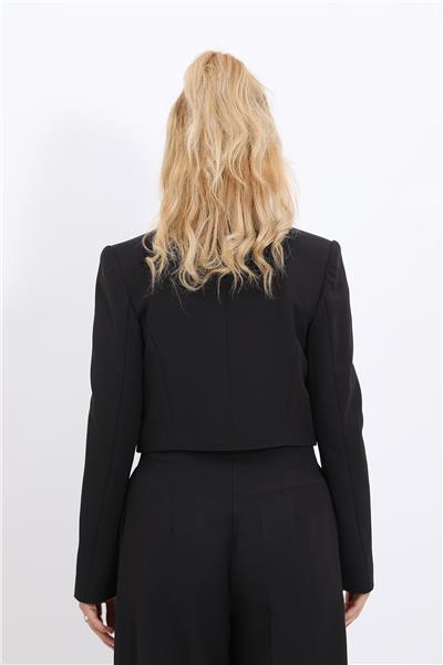 Erkek Yaka Tek Düğmeli Kısa Ceket-Siyah