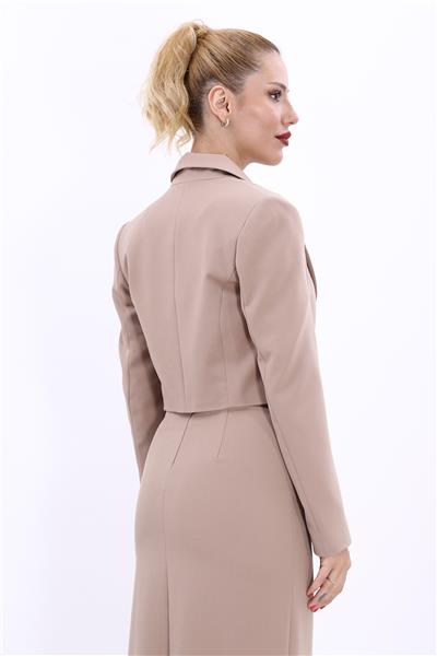 Erkek Yaka Tek Düğmeli Kısa Ceket-Taş