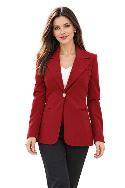 Erkek Yaka Tek Düğmeli Klasik Ceket - 1025100-Bordo