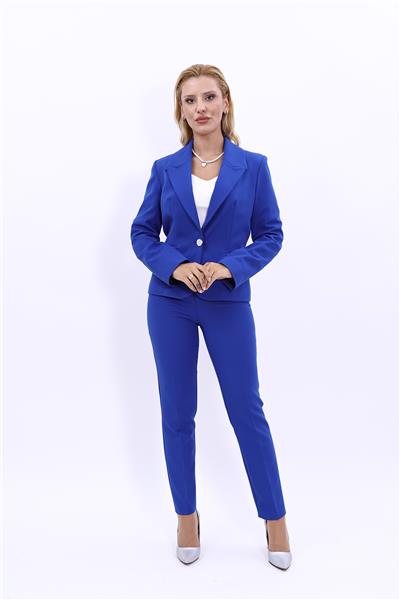 Erkek Yaka Tek Düğmeli Klasik Ceket & Dar Paça Pantolon-Saks