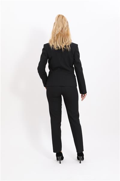 Erkek Yaka Tek Düğmeli Klasik Ceket & Dar Paça Pantolon-Siyah