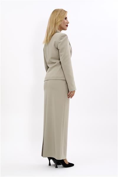 Erkek Yaka Tek Düğmeli Klasik Ceket & Uzun Düz Dar Etek-Bambu