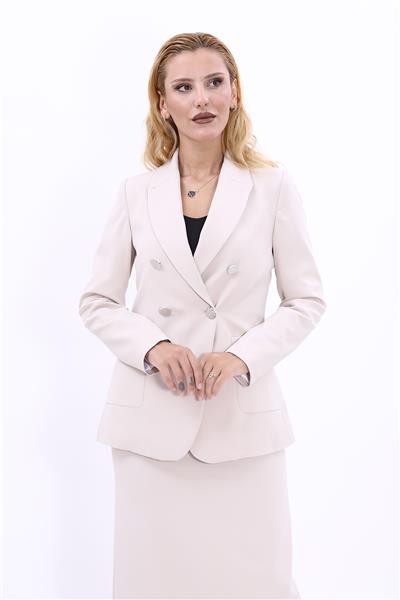 Erkek Yaka Torba Cepli Klasik Ceket-Bej