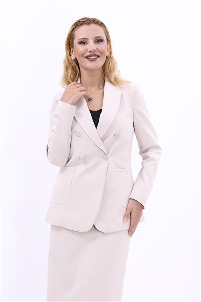 Erkek Yaka Torba Cepli Klasik Ceket-Bej