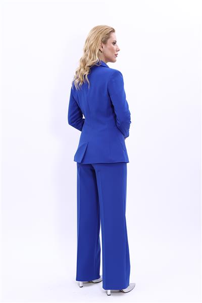 Erkek Yaka Torba Cepli Klasik Ceket &  Bol Paça Pantolon-Saks