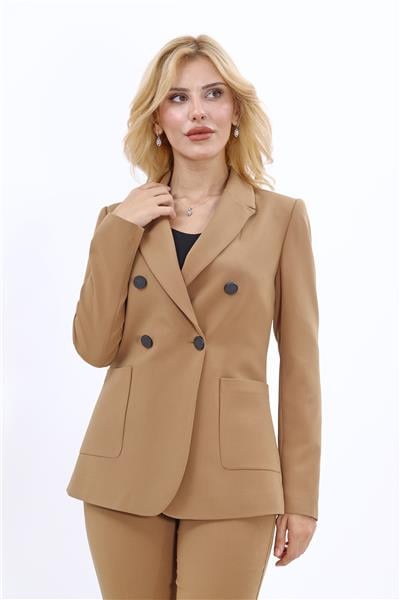 Erkek Yaka Torba Cepli Klasik Ceket-Camel