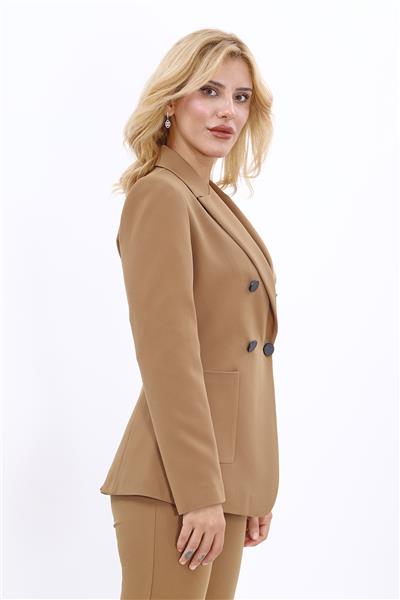 Erkek Yaka Torba Cepli Klasik Ceket-Camel