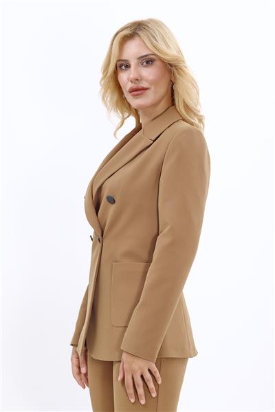 Erkek Yaka Torba Cepli Klasik Ceket-Camel