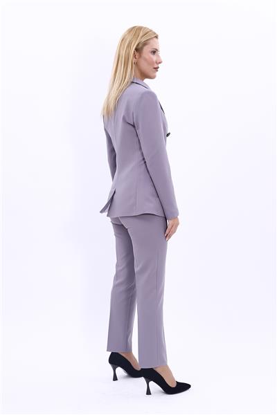 Erkek Yaka Torba Cepli Klasik Ceket & Dar Paça Pantolon-Antrasit
