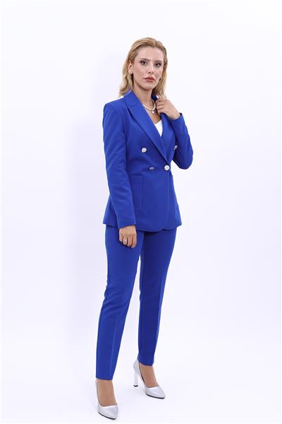 Erkek Yaka Torba Cepli Klasik Ceket & Dar Paça Pantolon-Saks