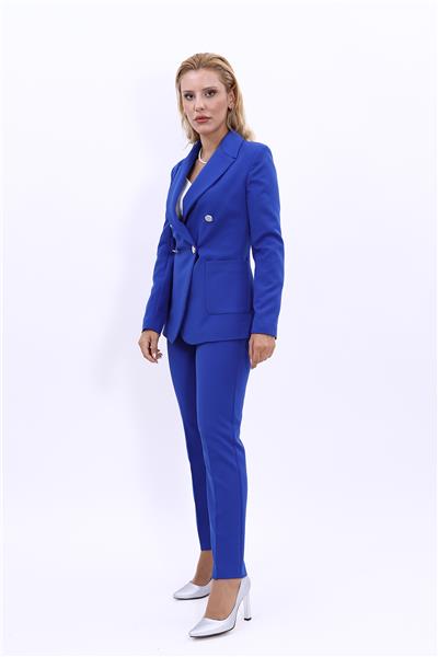 Erkek Yaka Torba Cepli Klasik Ceket & Dar Paça Pantolon-Saks