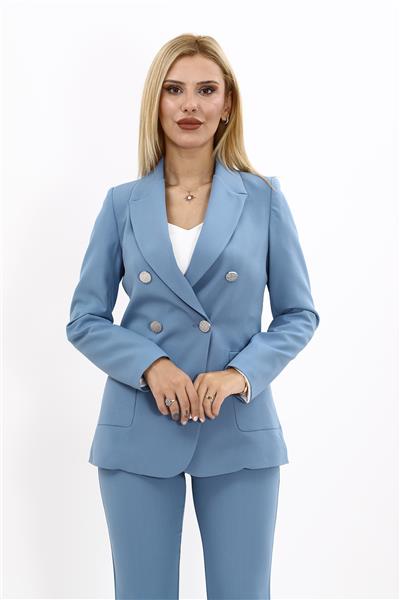 Erkek Yaka Torba Cepli Klasik Ceket-Deniz