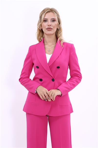 Erkek Yaka Torba Cepli Klasik Ceket-Fuşya