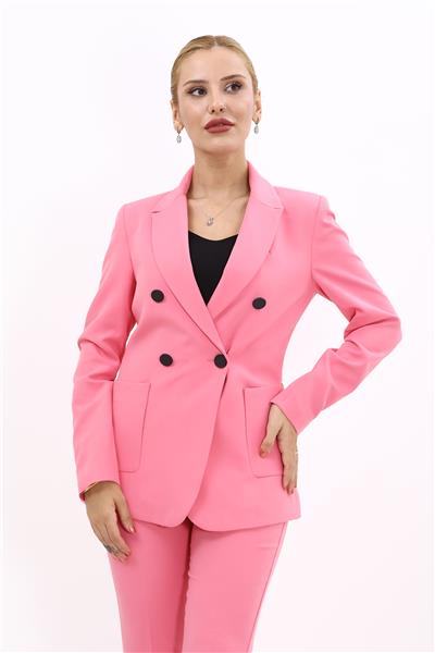Erkek Yaka Torba Cepli Klasik Ceket-Pembe