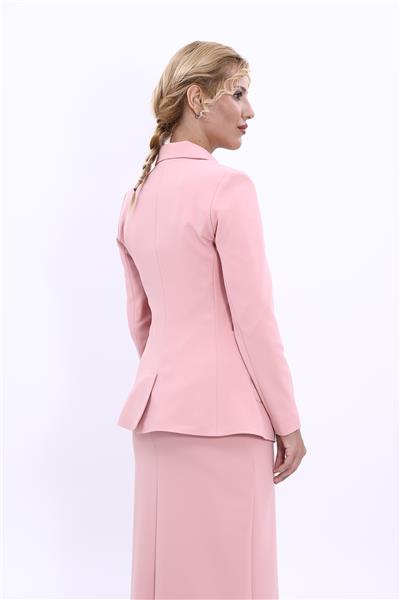 Erkek Yaka Torba Cepli Klasik Ceket-Pudra