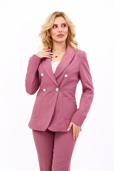 Erkek Yaka Torba Cepli Klasik Ceket-Rose