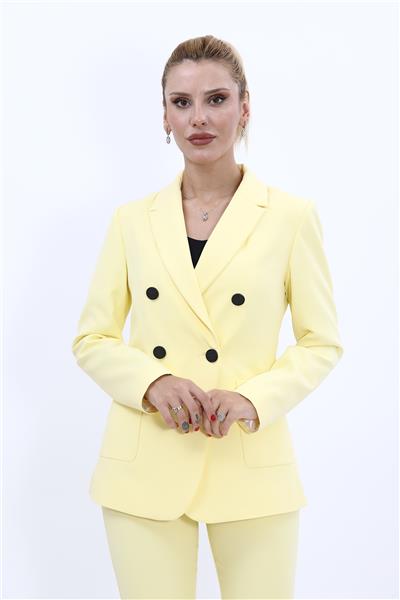 Erkek Yaka Torba Cepli Klasik Ceket-Sarı