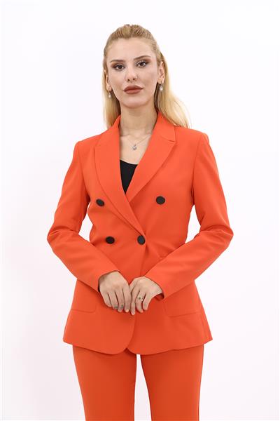 Erkek Yaka Torba Cepli Klasik Ceket-Turuncu
