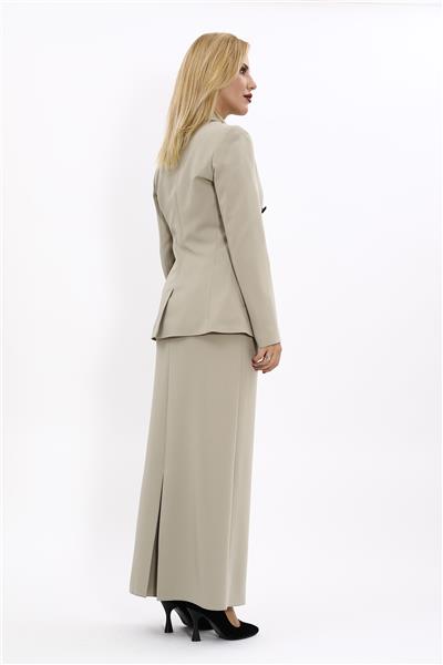 Erkek Yaka Torba Cepli Klasik Ceket &  Uzun Düz Dar Etek-Bambu