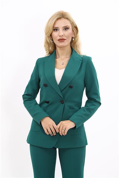 Erkek Yaka Torba Cepli Klasik Ceket-Zümrüt