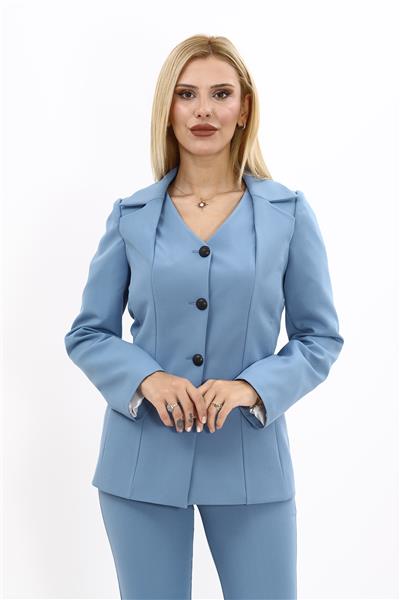 Erkek Yaka Yelek Ceket-Deniz
