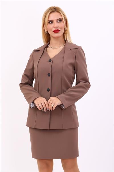 Erkek Yaka Yelek Ceket-Kahve