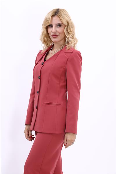Erkek Yaka Yelek Ceket-Kiremit