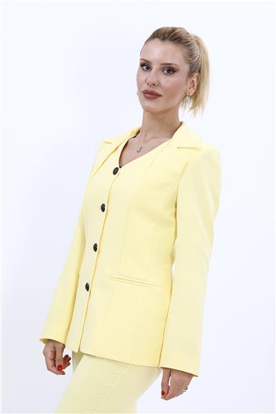 Erkek Yaka Yelek Ceket-Sarı