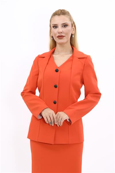 Erkek Yaka Yelek Ceket-Turuncu