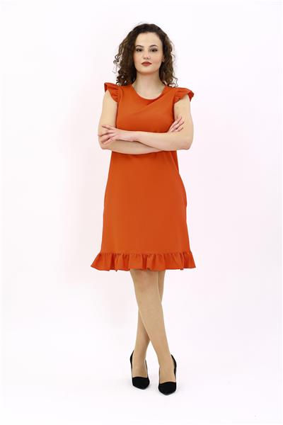 Fırfırlı Elbise-Turuncu