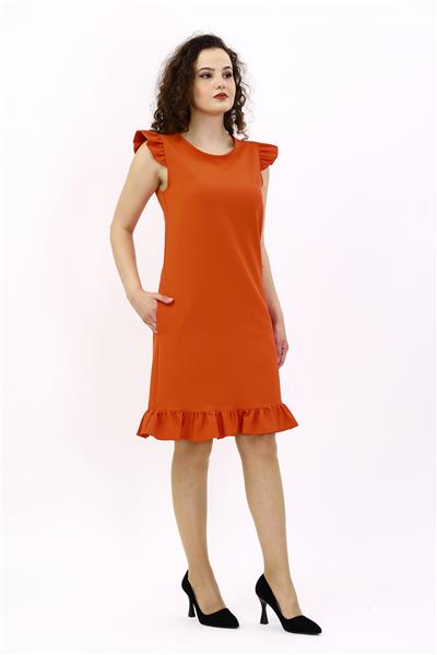 Fırfırlı Elbise-Turuncu