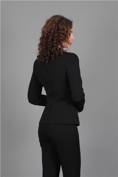 Bebe Yaka Konbin Renkli Ceket-Siyah