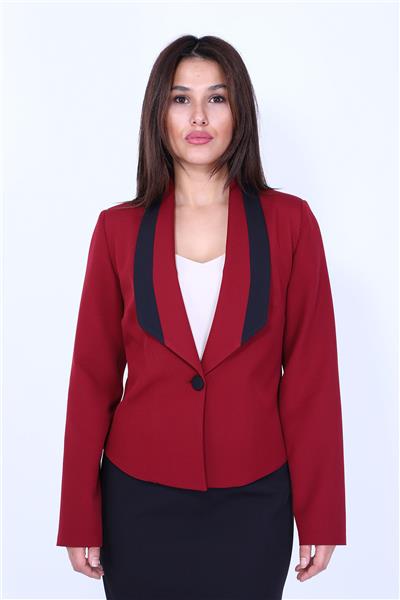 Garnili Klasik Modern Ceket & Mini Yırtmaçlı Kısa Dar Etek Kadın Takım Elbise-Lacivert